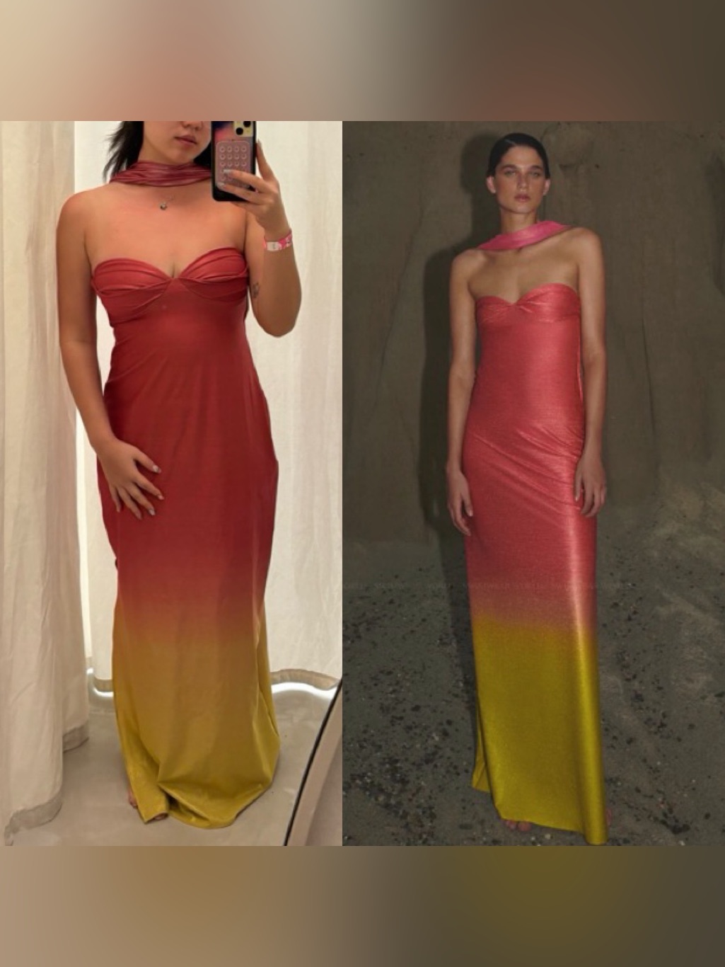 New! Baobab- Athena Dress In Eclipse Size Small Strapless Pink Gold